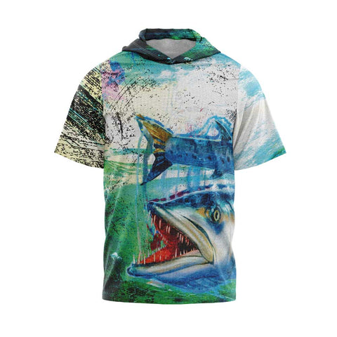 Baracuda Green Hooded Fishing Shirt Short Sleeve