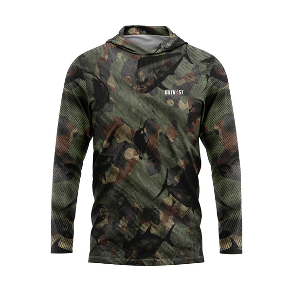 Big5 Brown Camo Hooded Fishing Shirt