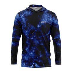 Blue Chameleon Camo Hooded Fishing Shirt