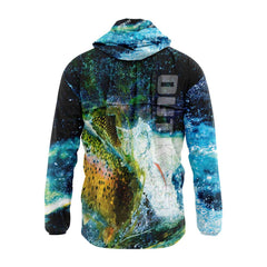 Blue Grunge Rainbow Trout Waterproof Windbreaker, Drymac Jacket