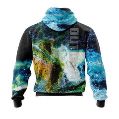 Blue Grunge Rainbow Trout Hoodie