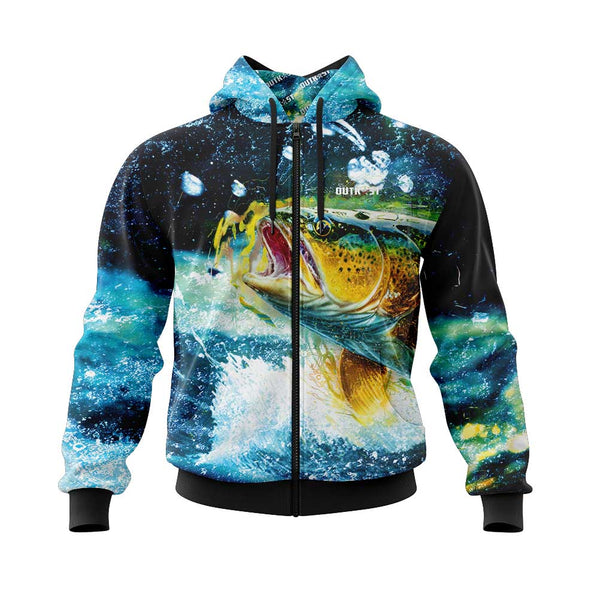 Blue Grunge Rainbow Trout Hoodie