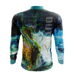 Blue Grunge Trout Fishing Shirt