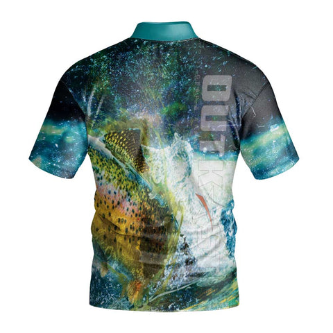 Blue Grunge Trout SS Fishing Shirt