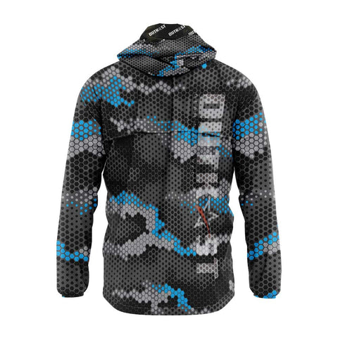 Blue Hex Camo Fishing Waterproof Windbreaker, Drymac Jacket