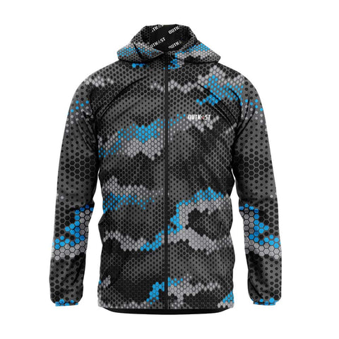 Blue Hex Camo Fishing Waterproof Windbreaker, Drymac Jacket