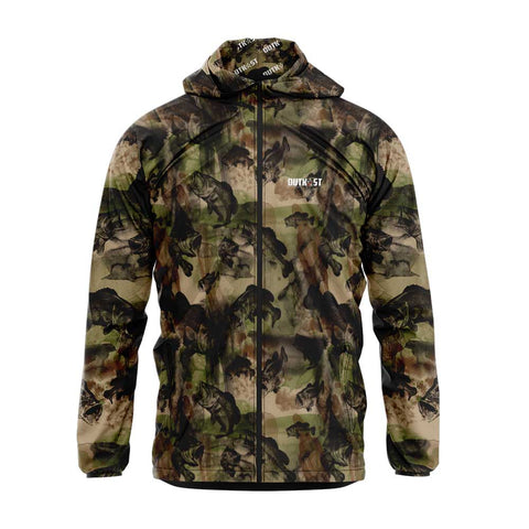 Brown Bass Camo Fishing Waterproof Windbreaker, Drymac Jacket