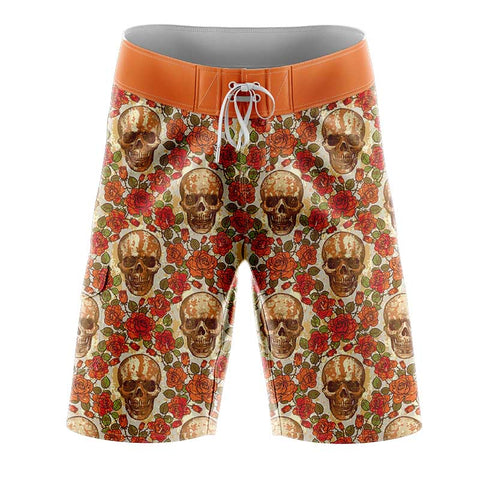 Floral Skull Slim Fit BoardShorts