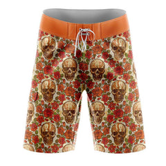 Floral Skull Slim Fit BoardShorts