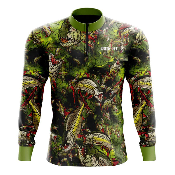 Lime TigerFish Camo Fishing Shirt