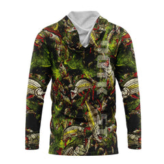 Lime TigerFish Camo Hooded Fishing Shirt