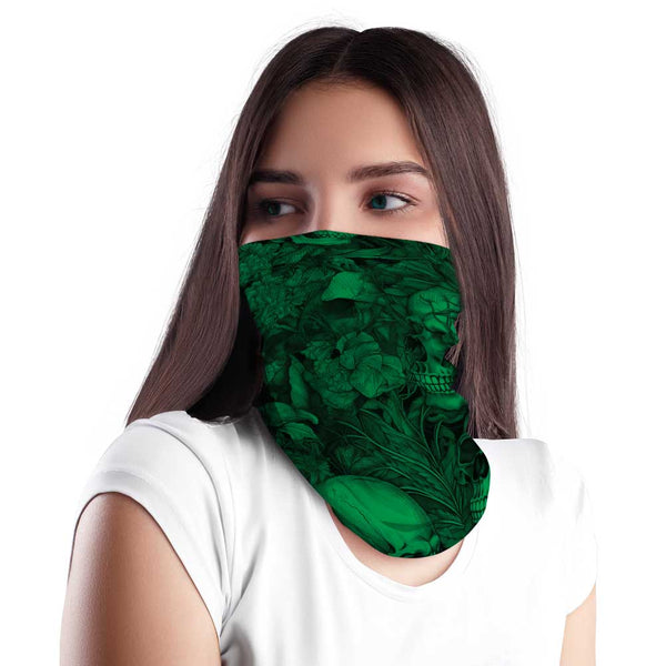 Green Floral Skull MX Bandana