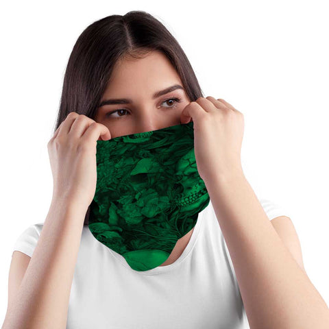 Green Floral Skull MX Bandana