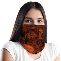 Orange Floral Skull MX Bandana