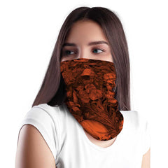 Orange Floral Skull MX Bandana