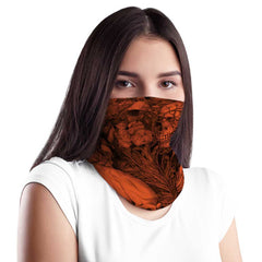 Orange Floral Skull MX Bandana