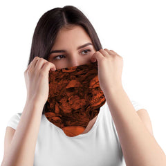 Orange Floral Skull MX Bandana