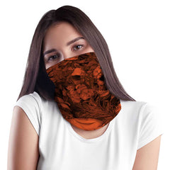 Orange Floral Skull MX Bandana