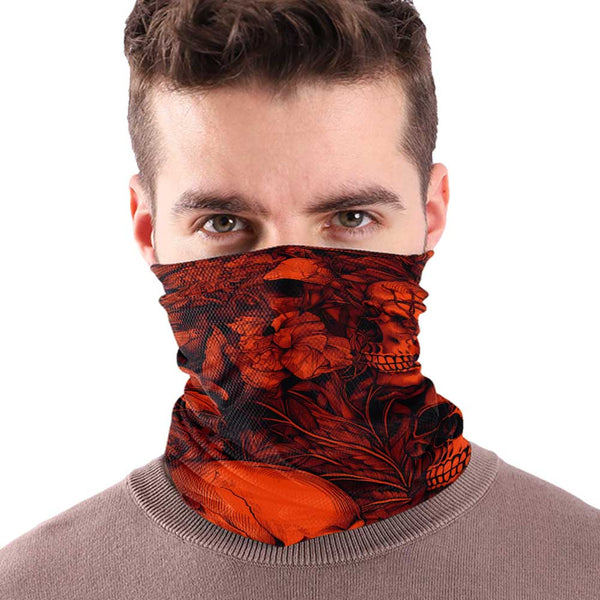 Orange Floral Skull MX Bandana