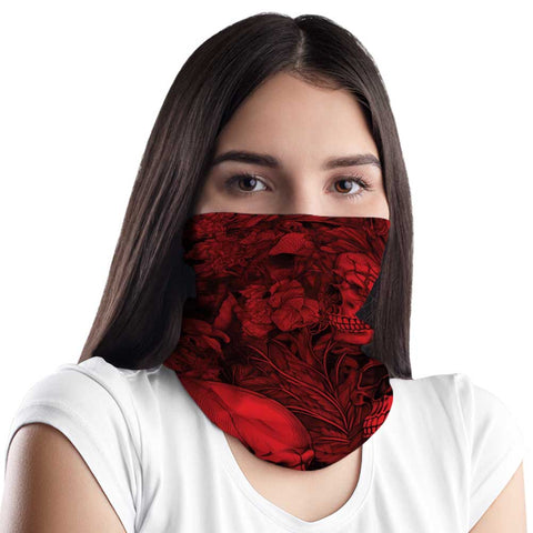 Red Floral Skull MX Bandana