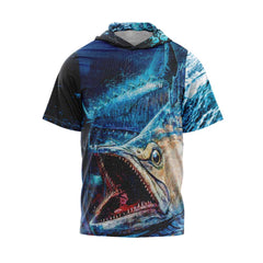 Stormy Sea Hooded Short Sleeve Fishing Shirt