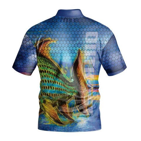 TigerFish Blue Short Sleeve Fishing Shirt