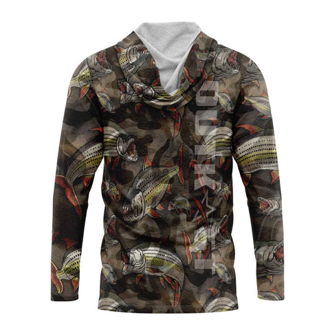 TigerFish Camo Hooded Long Sleeve Fishing Shirt