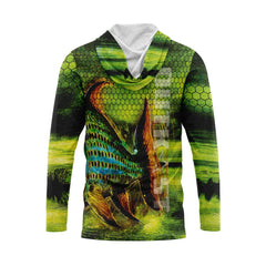 TigerFish Green Hooded Fishing Shirt