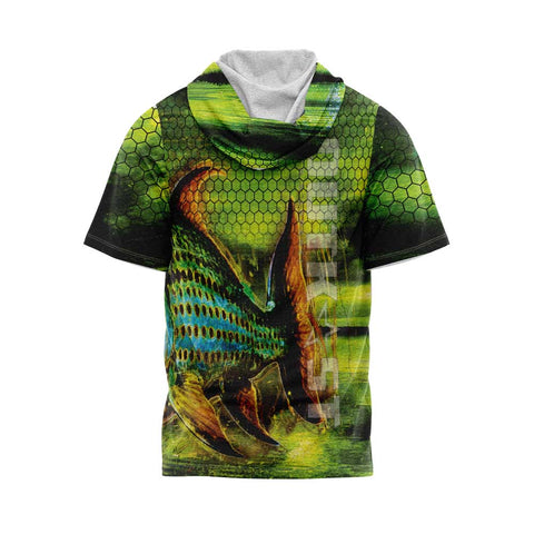 TigerFish Green Short Sleeve Hooded Shirt