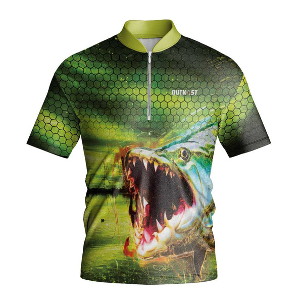 TigerFish Green Short Sleeve Fishing Shirt