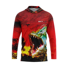 TigerFish Red Hooded Fishing Shirt