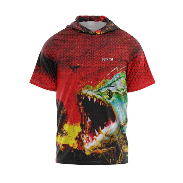 TigerFish Red Short Sleeve Hooded Shirt