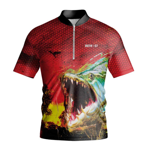 TigerFish Red Short Sleeve Fishing Shirt