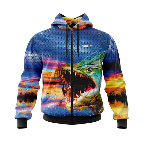 TigerFish Blue Fishing Hoodie