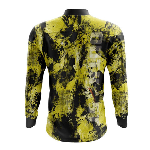 Yellow Grunge Camo Long Sleeve Fishing Shirt