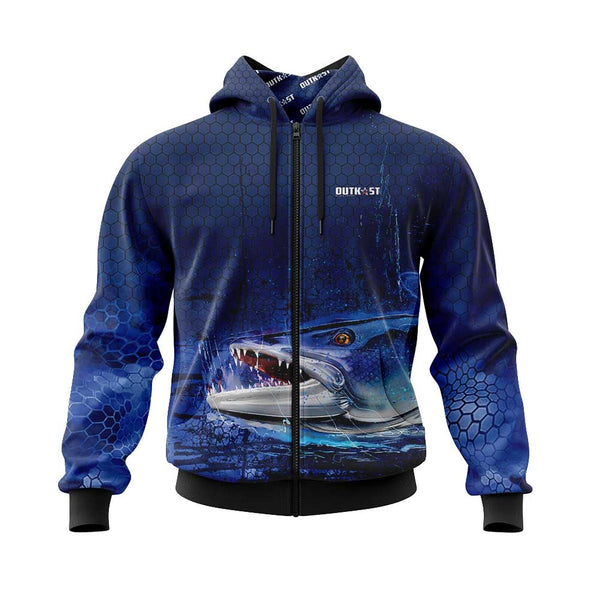 Baracuda Blue Fishing Hoodie