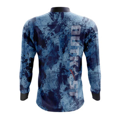 Blue Grunge Camo Fishing Shirt