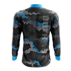 Blue Hex Camo Fishing Shirt