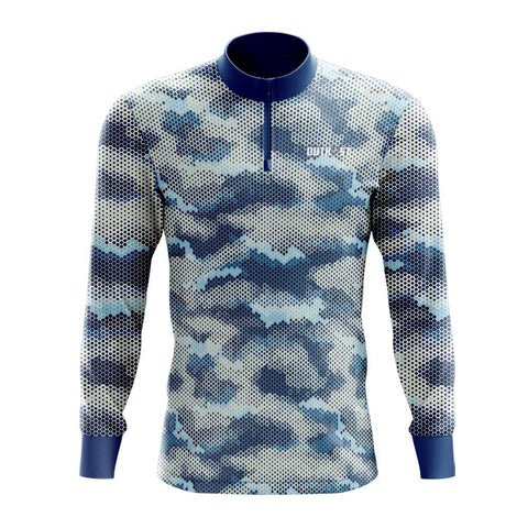 Blue Pixel Camo Fishing Shirt