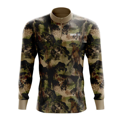 Brown Bass Camo Fishing Shirt