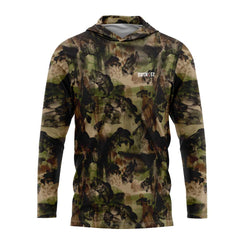 Brown Bass Camo Hooded Shirt