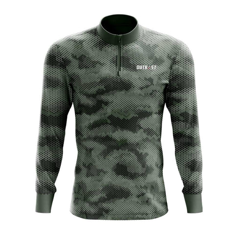 Green Hex Camo Fishing Shirt