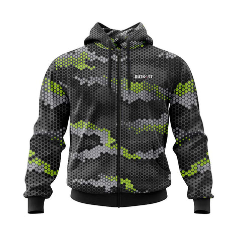 Lime Green Hex Camo Fishing Hoodie