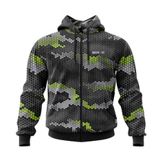 Lime Green Hex Camo Fishing Hoodie