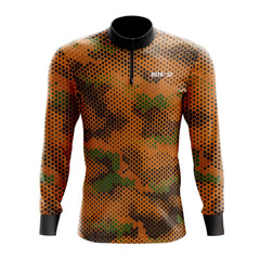 Orange Hex Camo Fishing Shirt