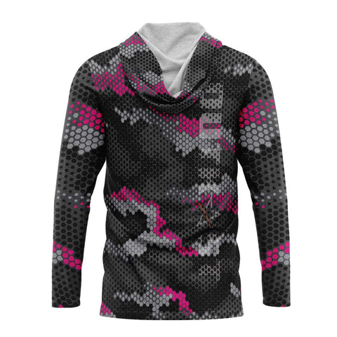 Pink Hex Camo Hooded Fishing Shirt