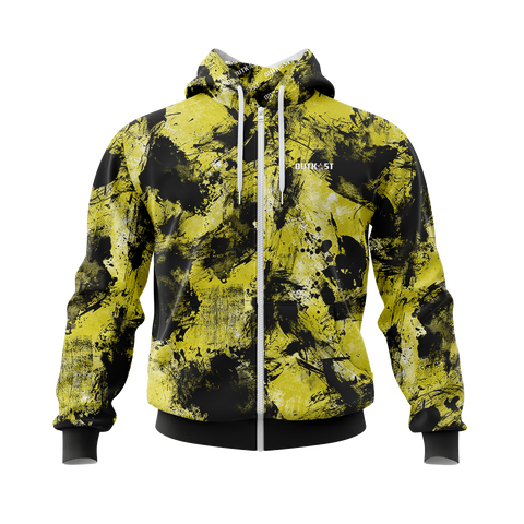 Yellow Grunge Camo Fishing Hoodie