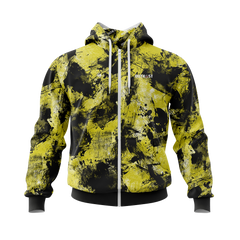 Yellow Grunge Camo Fishing Hoodie