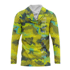 Yellow Pixel Camo Hooded Fishing Shirt